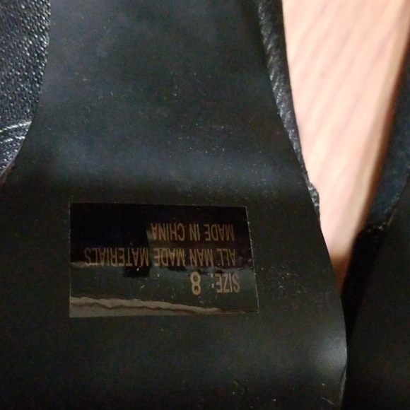 Qupid Black Distressed Denim Heels Platform 8-8.5M - Picture 6 of 8